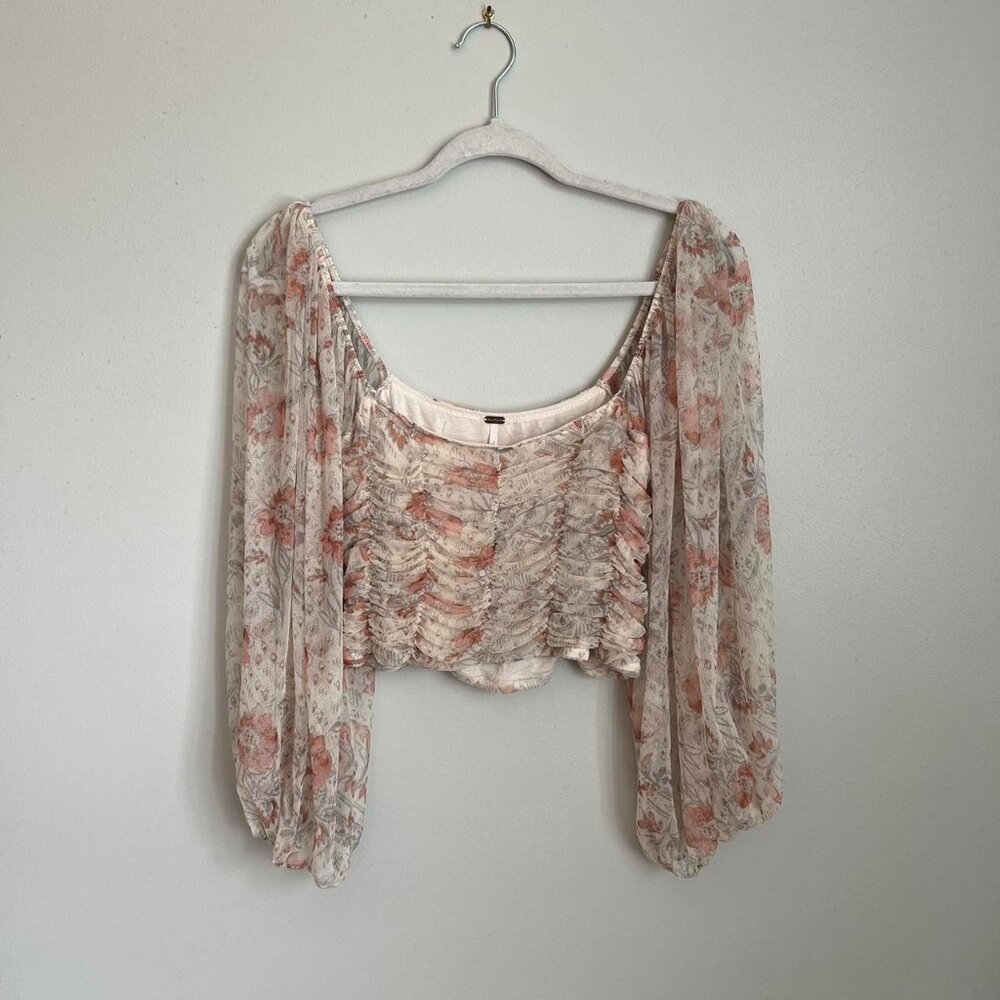 Free People cropped balloon-sleeve blouse